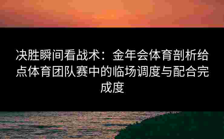 决胜瞬间看战术：金年会体育剖析给点体育团队赛中的临场调度与配合完成度